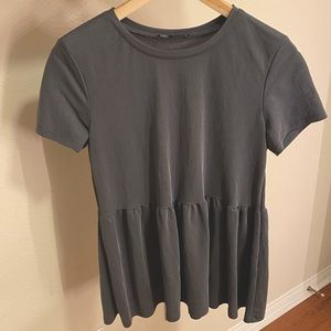 Zara Babydoll Top In Dark Gray. (Size Small)